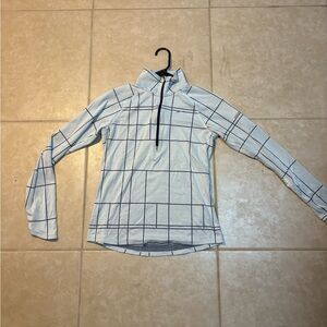 Nike Grey and Navy Grid Pullover Quarter Zip Running